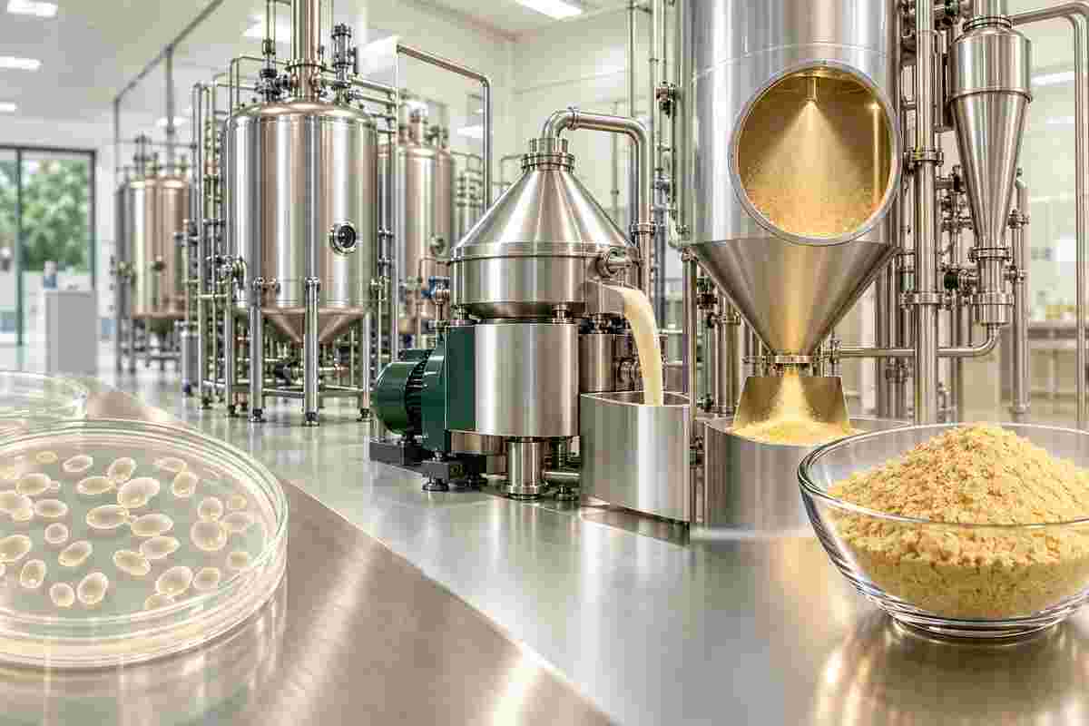Lalmin酵母培養發酵離心滅活噴霧乾燥製程概念圖