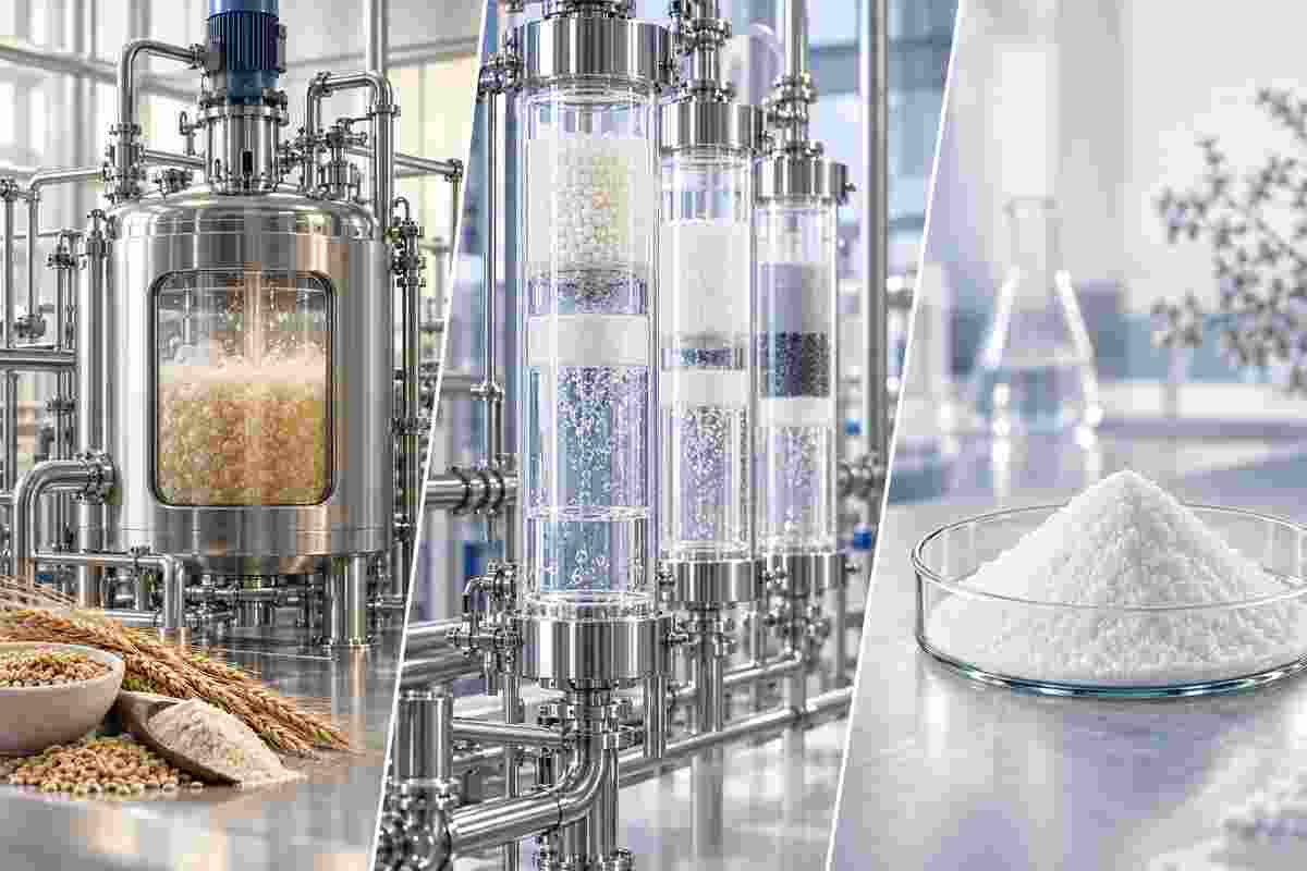 L-色胺酸製程與純化概念圖