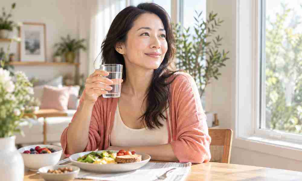 成年女性日常飲食與亮麗保養情境